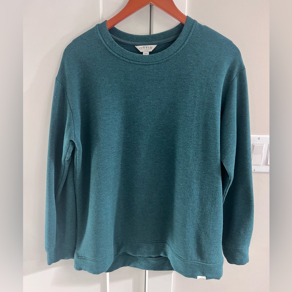 Orvis Green Soft Fleece Crewneck Pullover Sweater Sweatshirt‎ Mens Medium
